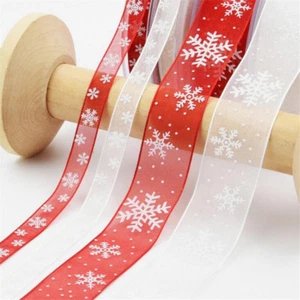 Handmade Christmas Ribbons Organza Snowflake Holidays Gifts Wrapping Decor 9L - Picture 1 of 16