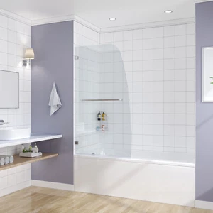 DUCHA SOLEADA Puerta de bañera con bisagras sin marco Vidrio transparente Pivotante Puerta de bañera Cromo - Imagen 1 de 15