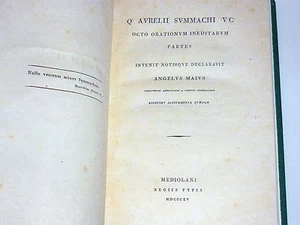 Aurelii Summachi V.C. Octo Orationum Ineditarum (edizione Milano 1815) - Foto 1 di 6