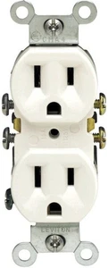 Leviton 05320-WCP 15A 125V Duplex White Outlet 4.2 H x 1.33 W in. (Pack of 10) - Picture 1 of 1