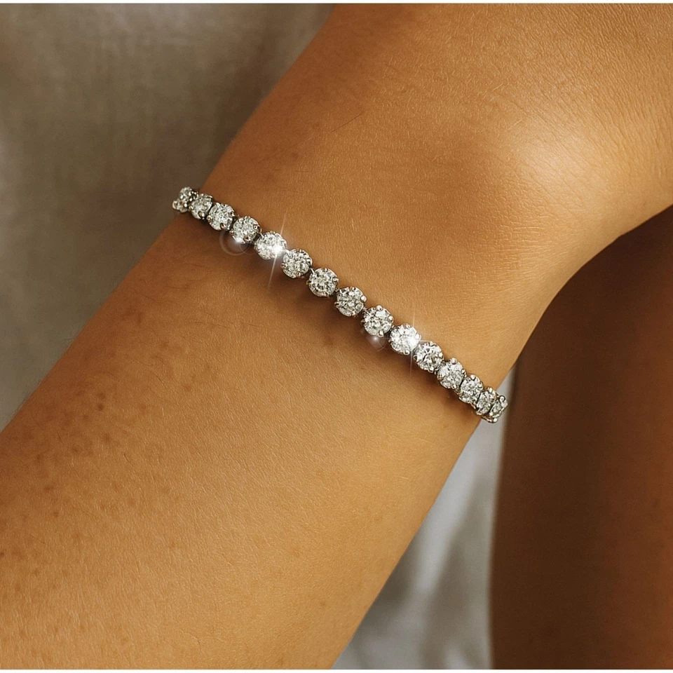 Brazalete de tenis de diamantes redondos cultivados en laboratorio D-E/VS de 6,00 quilates en platino - MEJOR OFERTA Foto 1 de 4