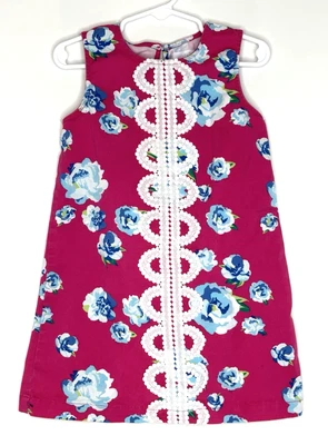 Mud Pie 女孩 5T 5 夏季换装连衣裙粉色蓝色花卉白色蕾丝口音 — 第 1/4 张图片