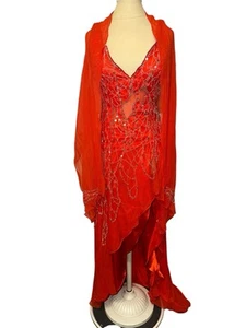 Robe vintage années 90 Y2K jasz couture soie paillettes scintillantes taille 8 danse de bal formelle - Photo 1/7