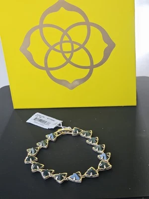 Pulsera de eslabones Kendra Scott Perry en triángulo ilusión azul marino tono dorado 7 pulgadas nueva con etiquetas Foto 1 de 4