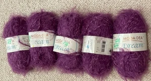 Moda-Dea Dream Yarn Plum 3503 Nylon/Acrylic 93 Yds Medium 4 Lot Of 5 New - Picture 1 of 5