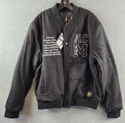Chaqueta Coach A.C. MILAN Mezcla de Lana Para Hombre XXL Negra Cierre a Presión Mangas Largas~ Foto 1 de 4