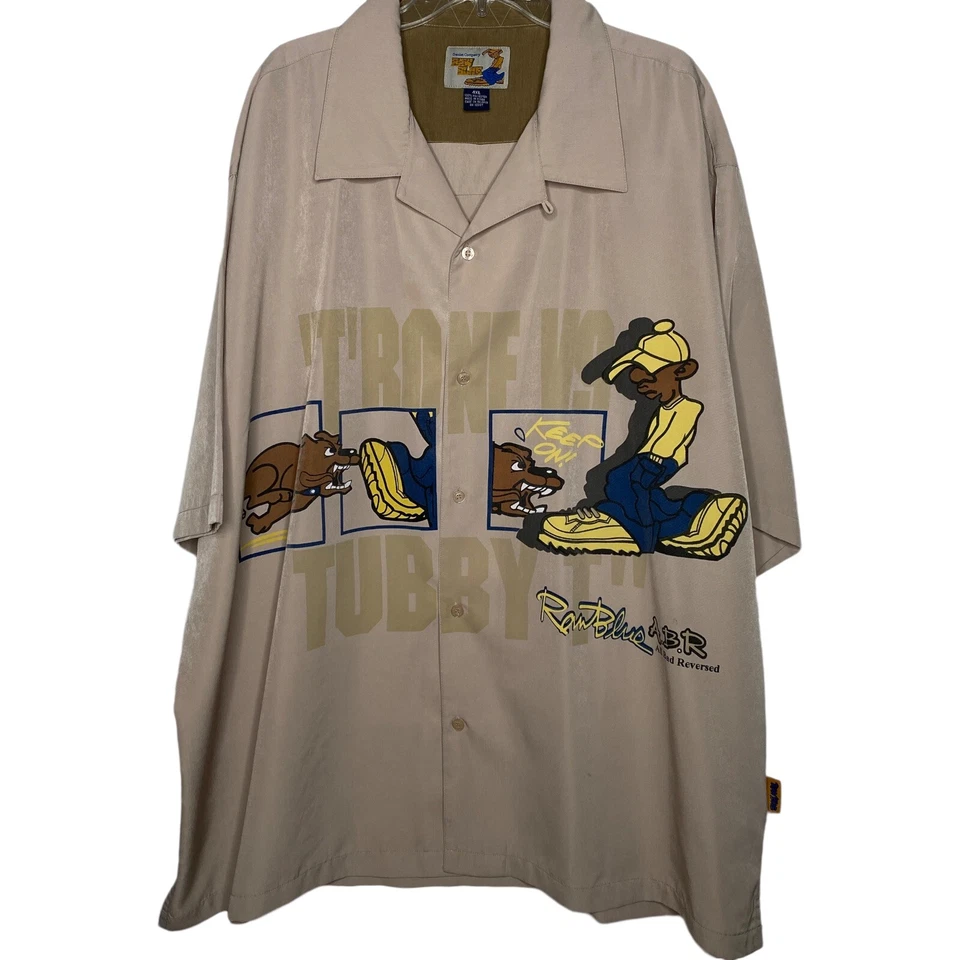 Camisa Denim Azul Crudo Para Hombres 4XL Beige Tubby T. vs Trone Rap Streetwear ABR DE COLECCIÓN Foto 1 de 4