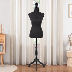 Female Mannequin Torso Dress Form Body Colthing Display w/ Tripod Stand Black - Picture 1 of 12