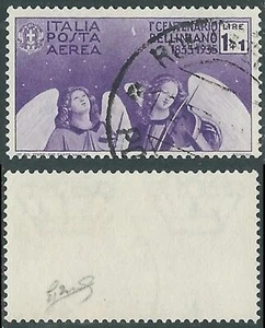 1935 REGNO POSTA AEREA USATO BELLINI 1 LIRA - RB35-9 - Picture 1 of 1