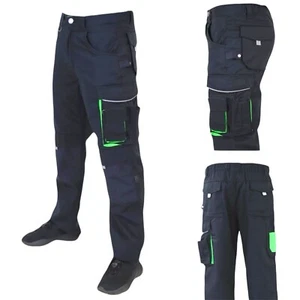 Men Heavy Duty Work Trousers with Knee Pad Pockets Industrial Workwear Pants UK - Picture 1 of 8