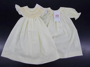 Infant, Toddler, & Girls Mom & Me Lt Yellow Hand Smocked Dresses Sz 3 Months - 6 - Picture 1 of 1