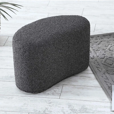 SIX Design Pouf Polsterhocker Sitzhocker Fußhocker 66x35x42 Webstoff Anthrazit - Bild 1 von 3