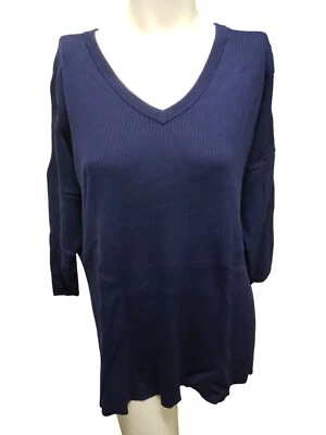 Suéter feminino LANE BRYANT gola V azul marinho manga 3/4 18/20 - Imagem 1 de 4
