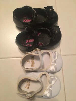 Bebé Niñas Talla 2 Blanco y 2.5 Negro Maryjane Zapatos Usados en Excelente Condición Bigoshi Josmo Arcos Foto 1 de 4