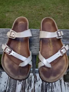 Sandalias Birkenstock Mayari Graciosas Blancas Perla EU 40 US 8.5 UK 6 Correa Slipon - Imagen 1 de 8