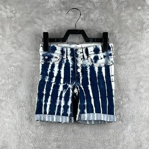 Jordache Girls Acid Wash Cuffed Shorts Snap Button Blue Size 5 - Picture 1 of 13