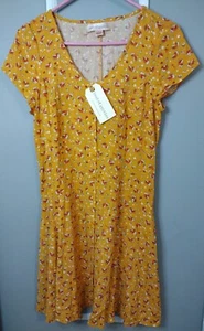 Band of Gypsies Kleid Flirty Floral Boho Button Down, Seitentaschen zum Binden Gr. S - Bild 1 von 9