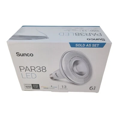 6 Pack of Sunco PAR38 LED Light Bulbs 1050 Lumens 5000K Daylight Dimmable - Image 1 of 4