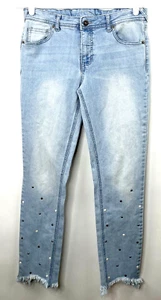 Art Class Girls Pearl Stud Denim Jeans Light Denim Blue Girls Size 16 Adj Waist - Picture 1 of 7