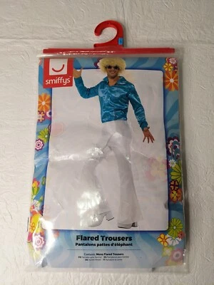 Pantalones acampanados Smiffys para hombre blancos grandes pantalones de disfraz nuevos  Foto 1 de 4