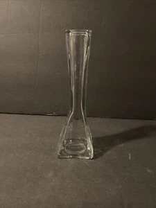 Clear Glass Flower Art Vase 8.5  in tall - 1.5 in opening - Picture 1 of 3