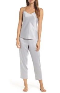 Natori FEATHERS SATIN Elements Grey Camisole & Drawstring Cropped Pant - L - Picture 1 of 7