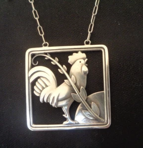 Georg Jensen Danish Sterling Silver Cockerel Pendant no. 96 Denmark c.1960s - Picture 1 of 6
