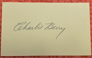 Charlie Berry signed auto 3x5 card MLB AL Umpire NFL (d.72) College FB HOF '80 