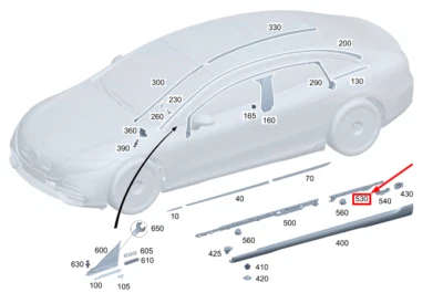 New MERCEDES-BENZ EQS V297 Rear Right Sill Mounting Rail A2976907601 NO🇺🇸DUTY - Image 1 of 4