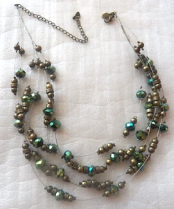 Cookie Lee Black Glass & Silver Tone Beads 6 Strand Necklace #jewelry #necklace - Picture 1 of 4