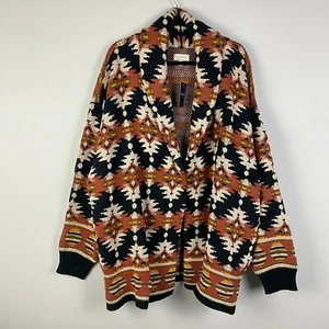 Lucky Brand Aztec Southwestern Cardigan Sweater Size 2X Shawl Collar Open Front - Picture 1 of 11