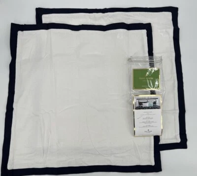 2 NOVAS fronhas de travesseiro Kate Spade coleção beija-flor branco e marinho europeu - Imagem 1 de 4