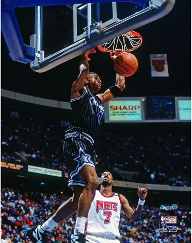 Penny Hardaway Orlando Magic Unsigned Two Handed Slam Dunk vs. Nets Photograph Cover