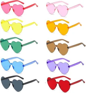 Heart Sunglasses,10 Pack Colorful Love Heart Sunglasses, Stylish Transparent for - Picture 1 of 1