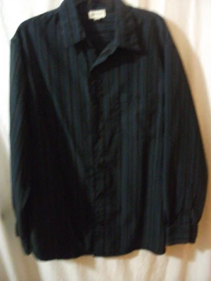 Haggar Ropa para Hombre Camisa Manga Larga Abotonada L Rayas, Azul, Negro, Gris Foto 1 de 4
