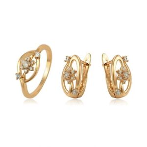 Armband Luxus Schmuckset 4tlg Kette Ohrringe Ring  Modeschmuck vergoldet