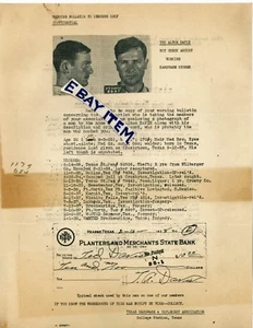 1938 College Station HEARNE Texas HOT CHECK BOLETÍN DE ADVERTENCIA DE ARTISTA Ted A. Davis - Imagen 1 de 2