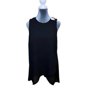 J. Jill Sleeveless Top Flowing 2 Layer Front, Black X-Small NWT - Picture 1 of 4