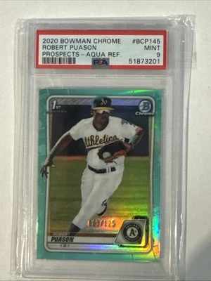 2020 1st Bowman Chrome Robert Puason Prospects Aqua Refractor / 125  PSA 9 - Image 1 of 4