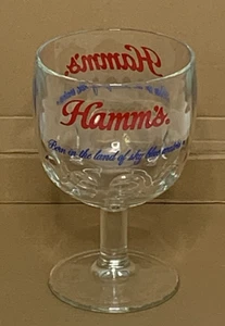 Vintage Hamm’s Beer Thumbprint Mug 6" Tall Heavy Stemmed Schooner Goblet Glass - Picture 1 of 4