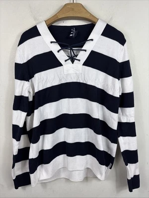 Suéter Pullover Mademoiselle Saint James Azul Marino Con Cordones Para Mujer Talla Pequeña” Foto 1 de 4