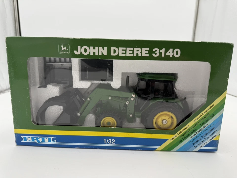 Tractor John Deere 3350 vintage 🔥1991 Ertl escala 1:32 con accesorios #5647, Foto 1 de 4