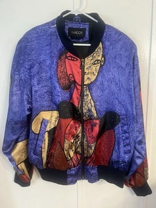 CHAQUETA BOMBER VINTAGE AÑOS 90 ÚNICO DUEÑO PICASSO POP ART CREMALLERA MED. - Imagen 1 de 6