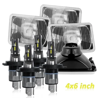 Faros LED 4x6" haz alto/bajo bombillas H4 para GMC R2500 Suburban 1989-1991 4 piezas Foto 1 de 4