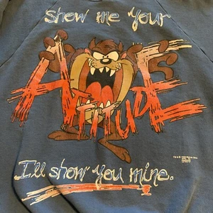 Vintage 1995 TAZ Sweatshirt Shirt Large. LOONEY TUNES  - Picture 1 of 10