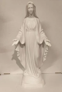 STATUA MADONNA MIRACOLOSA IN MARMO RESINA BIANCA CM 80 PRODUZIONE ARTIGIANALE - Foto 1 di 4