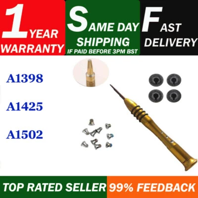 10Macbook Pro A1398 A1425 A1502 Bottom Case Screws 10pc 1pc Screwdriver 4pc Feet - Image 1 of 4