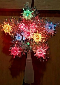 Merry Bright 6,5" Silber Girlande Weihnachtsstern mit stabil brennenden mehreren Lichtern - Bild 1 von 3