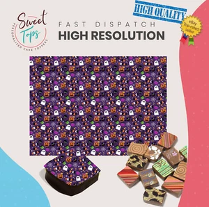 Chocolate Transfer Sheet (Halloween) Edible for Decorations A4 Size - Picture 1 of 2
