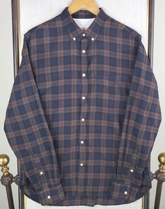 OFFICINE GENERALE PARIS Mens Sz Large Ultralight Cotton Sport Shirt Blue Plaid - Picture 1 of 19